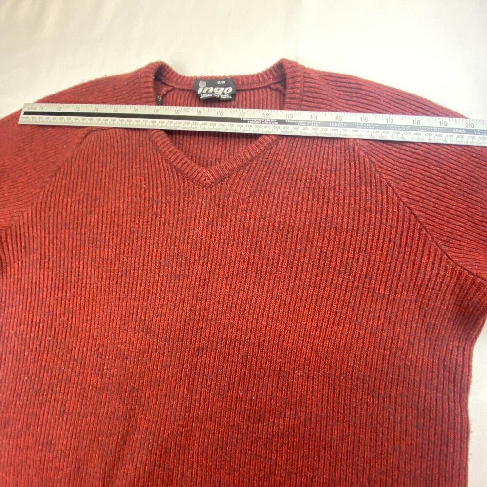Vintage Ingo Sweater Wool Blend Classic V-Neck Long Sleeves Maroon Men’s Small - Picture 5 of 12